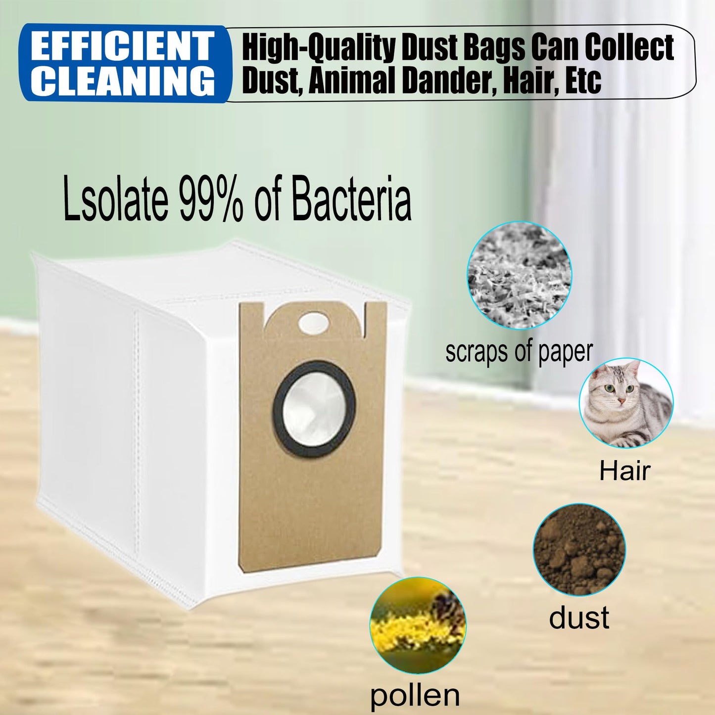 10 Pack Disposable Dust Bag Only Replacement for Honiture Q6 / Q6 Pro / Q6 SE Robot Vacuum Bags