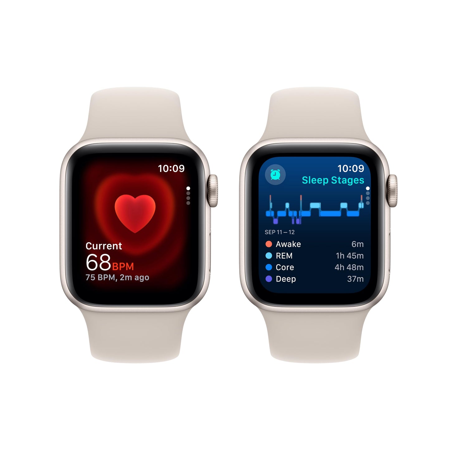 Apple Watch SE (2nd Gen) [GPS + Cellular 40mm] Smartwatch with Starlight Aluminum Case with Starlight Sport Band S/M (Renewed)