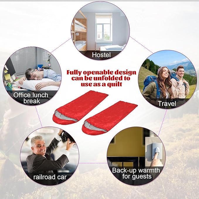 10 Pcs 0 Degree Camping Sleeping Bags Bulk for Adults Cold Weather Sleeping Bags 4 Season Warm Waterproof Lightweight with Compression Sack for Backpacking Hiking Travel Homeless