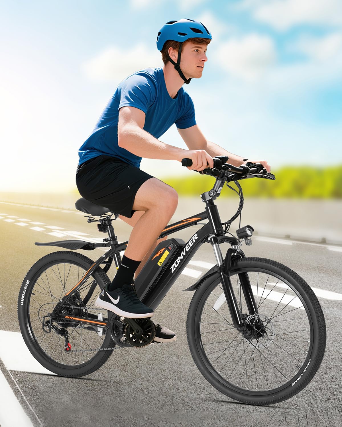zonveer 26" Electric Bike for Adults, 36V/10AH Removable Battery, Peak 500W Brushless Motor, 20MPH 40 Miles Commuting Range, Front Fork Suspension, Shimano 7 Speed, UL2849