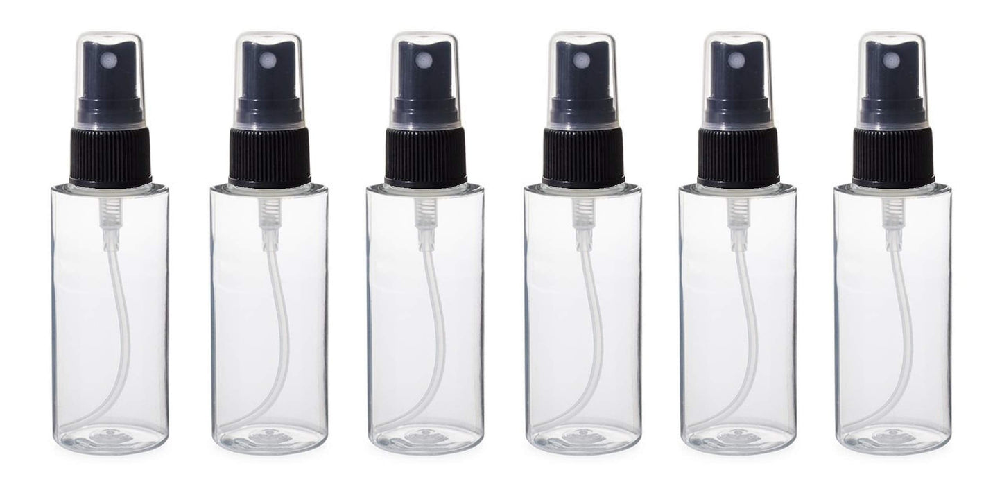 North Mountain Supply 2 Ounce Refillable Empty Plastic Bottle With Fine Mist Spray Nozzle - Pack of 6