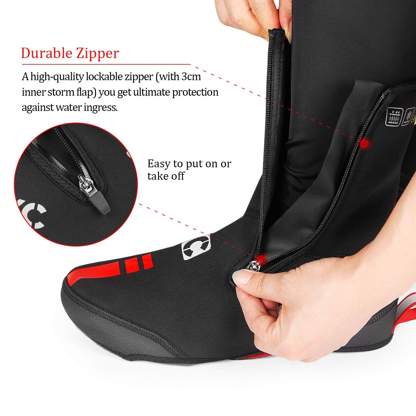 CXWXC Cycling Shoe Covers Neoprene Waterproof,Winter Thermal Warm Full Bicycle Overshoes for Men Women,Road Mountain Bike Booties Black
