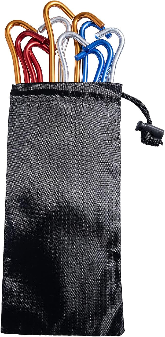 12 PCS Metal Tent Stakes Tent Pegs with Hook for Camping Ground Rug Party Tarp (7 Inch)