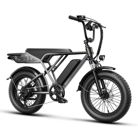 Jasion RetroVolt Electric Bike, 1500W Peak Motor up to 30MPH, 624WH Removable Battery, 70Miles Max Range (PAS1), Full Suspension, 20'' Fat Tire All Terrain Retro Style Electric Bike for Adults
