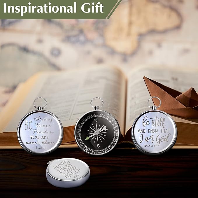 Fumete Christian Gift Compasses Hiking Scripture Religious Bible Vintage Church Sunday School Gift for Student Teacher