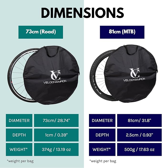 VeloChampion Waterproof Bicycle Wheel Case for 650b 700c Road Gravel & 26" Mountain Bike Wheels – Travel Bike Wheel Cover (1)