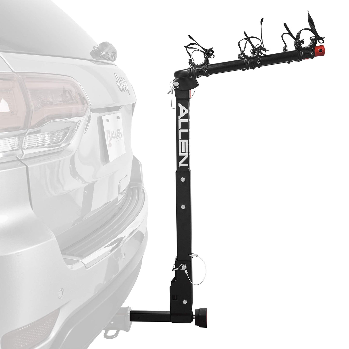 Allen Sports Deluxe Locking Quick Release 3-Bike Carrier for 2 in. & 1 4 in. Hitch, Model 532QR, Black