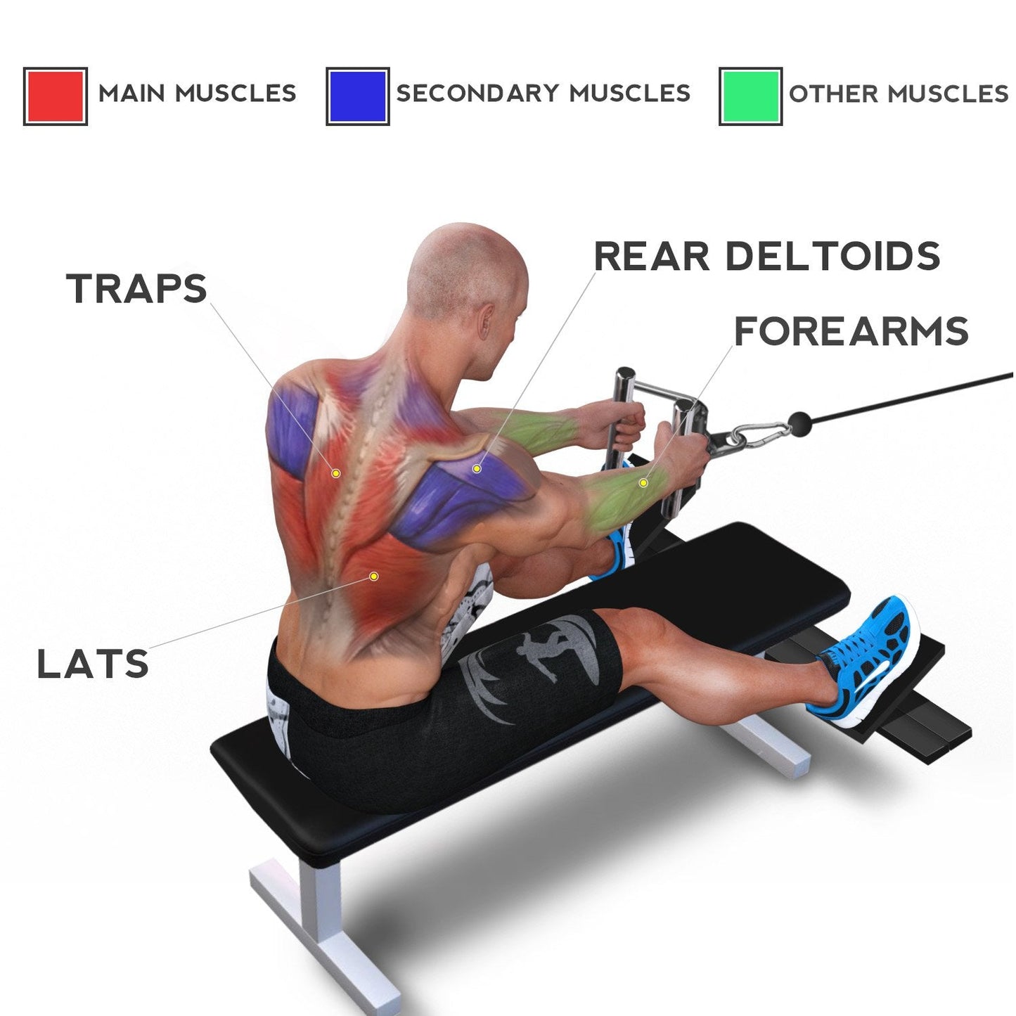 Yes4All Rotating Double D Row Handle Cable Attachment for Weight Workout, Cable Machine Accessories for Home Gym