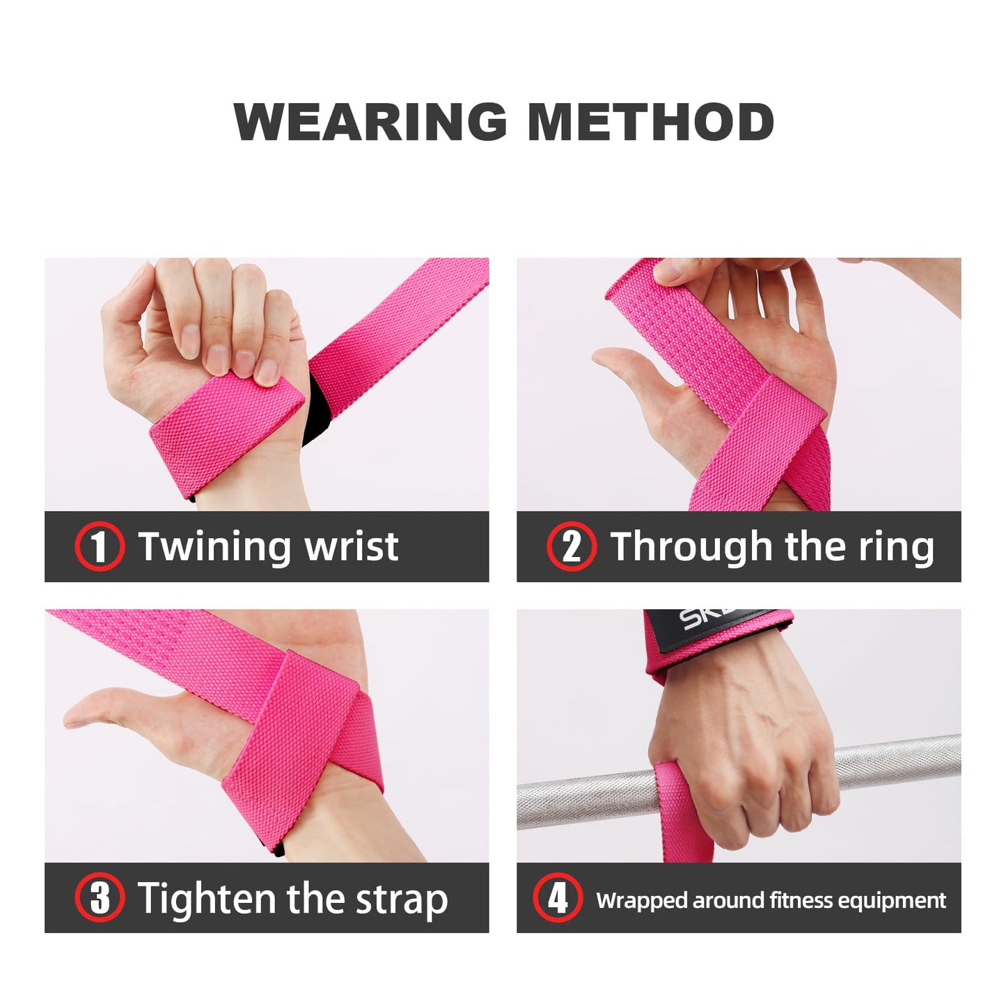 SKDK Cotton Hard Pull Wrist Lifting Straps Grips Band-Deadlift Straps with Neoprene Cushioned Wrist Padded and Anti-Skid Silicone - for Weightlifting, Bodybuilding, Xfit, Strength Training