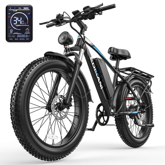 EDIKANI 26" Electric Bike for Adults, 90 Miles 34MPH Fast E Bike for Commuter, Peak 1500W Fat Tire Ebike for Adults Electric with 48V 18AH Removable Battery (Standard, Black Blue)