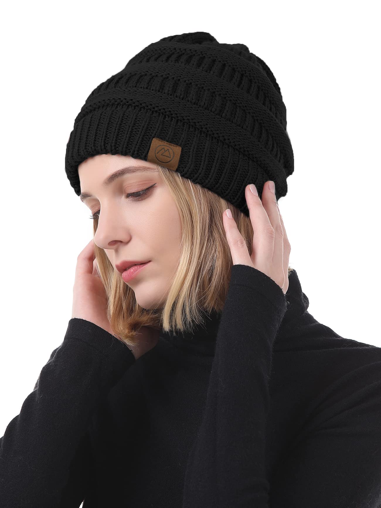 American Trends Beanies Women 4 Pack Knit Warm Thick Slouchy Beanies Hat Winter Snow Hats Caps Black Skull Hats Caps for Women 4Pack 5 One Size