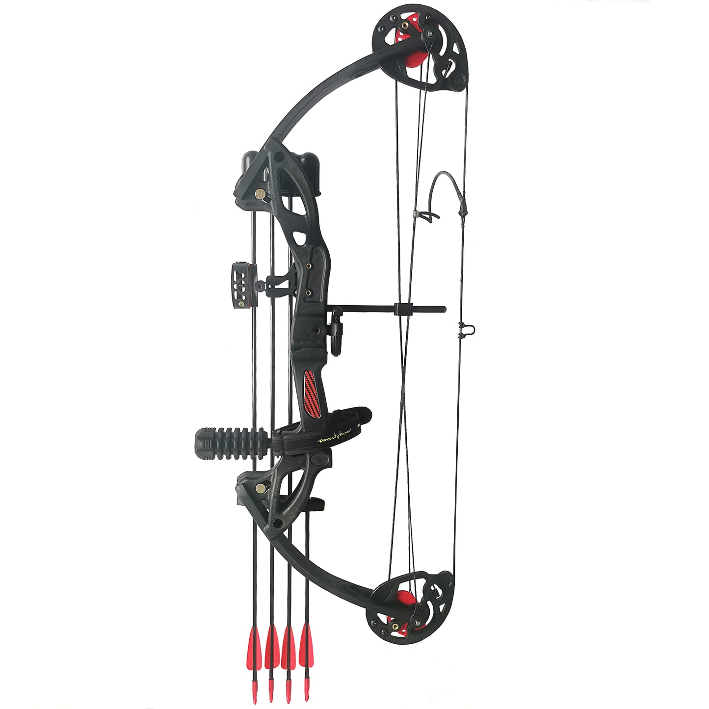 PANDARUS Compound Bow Archery for Youth and Beginner, Right/Left Handed,19”-28” Draw Length,15-29 Lbs Draw Weight, 260 fps, Package with Archery Hunting Equipment Carry Case（Black Left Handed Pro）