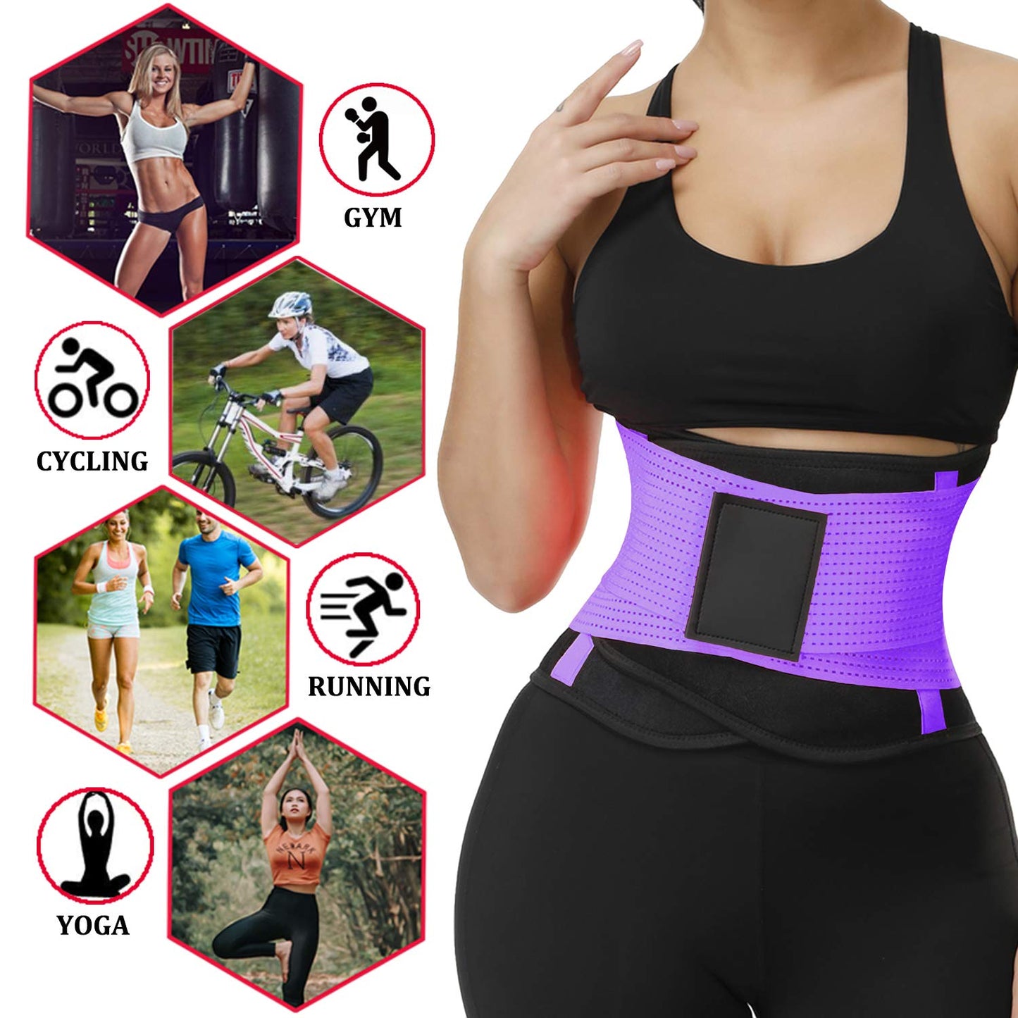 VENUZOR Waist Trainer Belt for Women - Waist Cincher Trimmer - Slimming Body Shaper Belt - Sport Girdle Belt (UP Graded)(Purple,S)