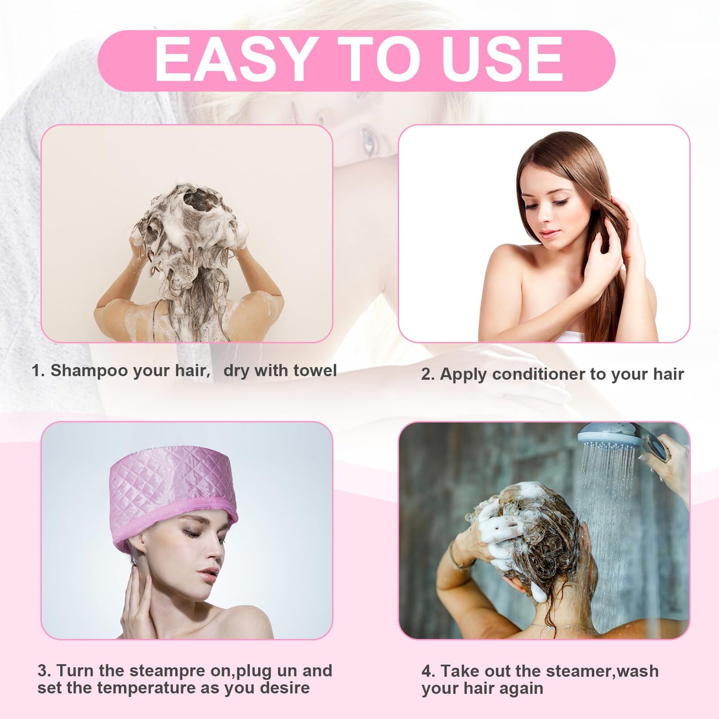 Alotlucky Hair Thermal Steamer Treatment SPA Cap Nourishing Care Hat with Adjustable Temperature Control, Moisturize and Nourish, Hair Care for Home Use
