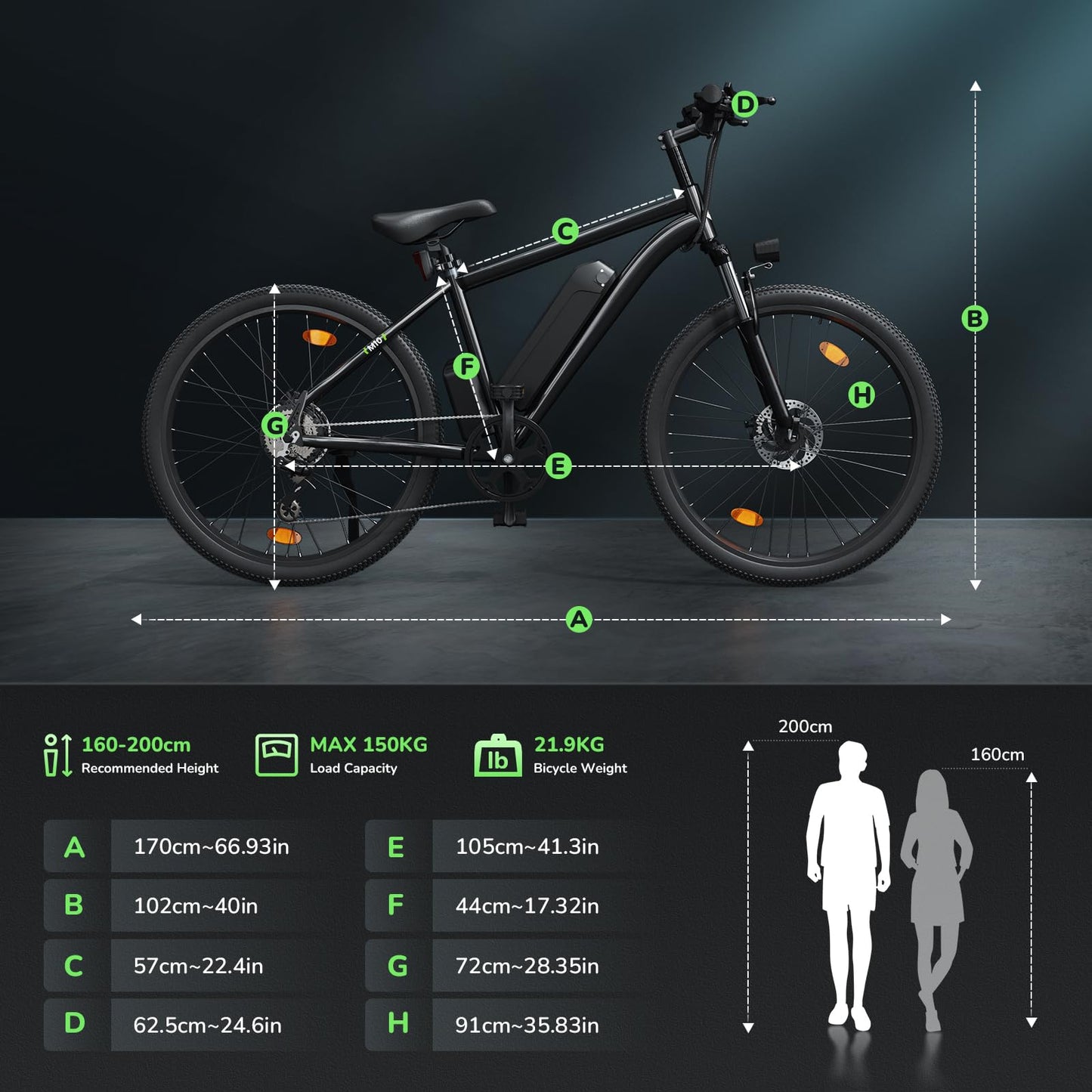35-Speed Electric Bike for Adults 750W 26" Tire Commuting Electric Mountain Bike 20MPH Range 55+ Miles 374.4Wh Removable Battery Front Fork Suspension Fenders Lightweight Electric Bicycle,Black