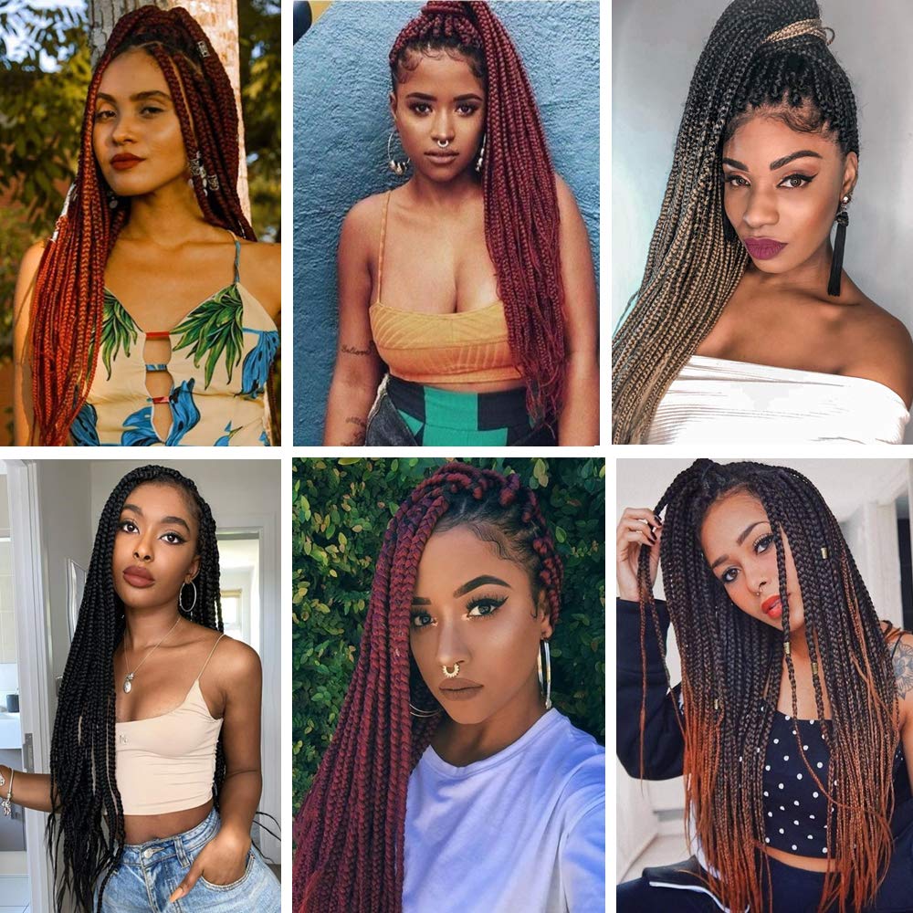 Alrence Pre Stretched Braiding Hair Long Braid 26 Inch 8 Packs Professional Braiding Hair Extensions Synthetic Crochet Twist Braids (26 Inch, T1B/Bug)