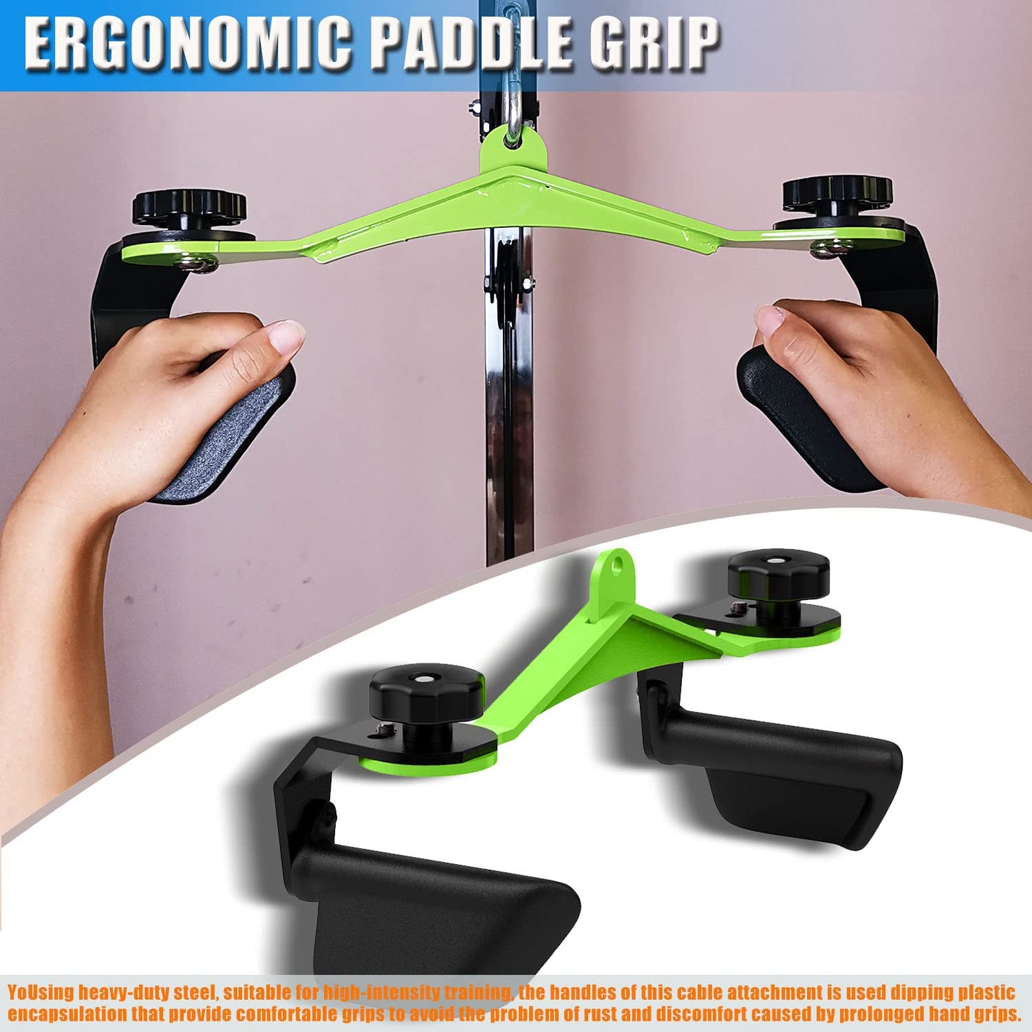 Home Gym Fitness Spreader Bar, Multi-Grip Wide Lat Pull Down Bar, Neutral Grip Handle, Lat Pulldown Attachments Long Bar for Cable Pulley System Machine, T-bar Row Landmine Attachment (SP-02)