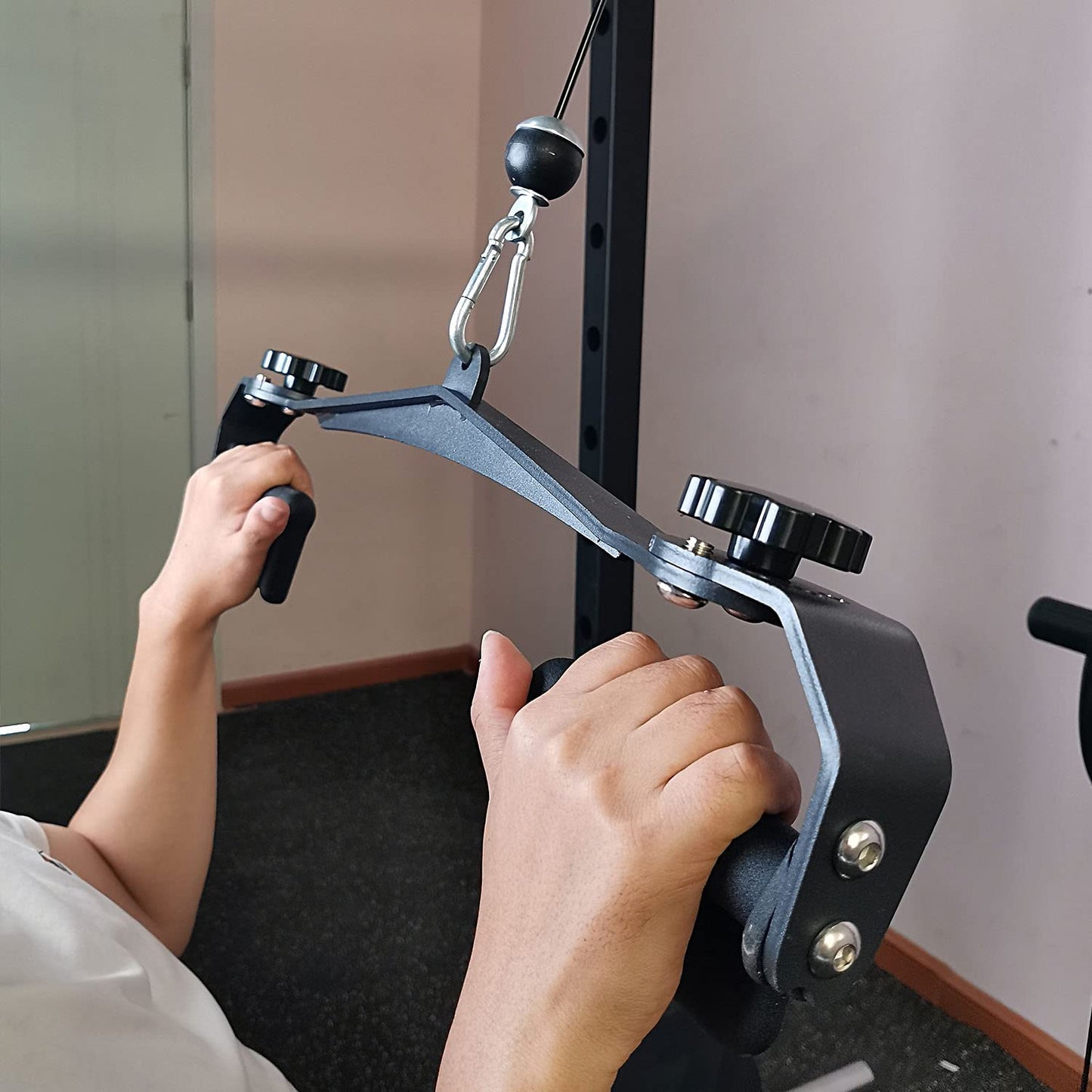 Home Gym Fitness Spreader Bar, Multi-Grip Wide Lat Pull Down Bar, Neutral Grip Handle, Lat Pulldown Attachments Long Bar for Cable Pulley System Machine, T-bar Row Landmine Attachment (SP-B03)