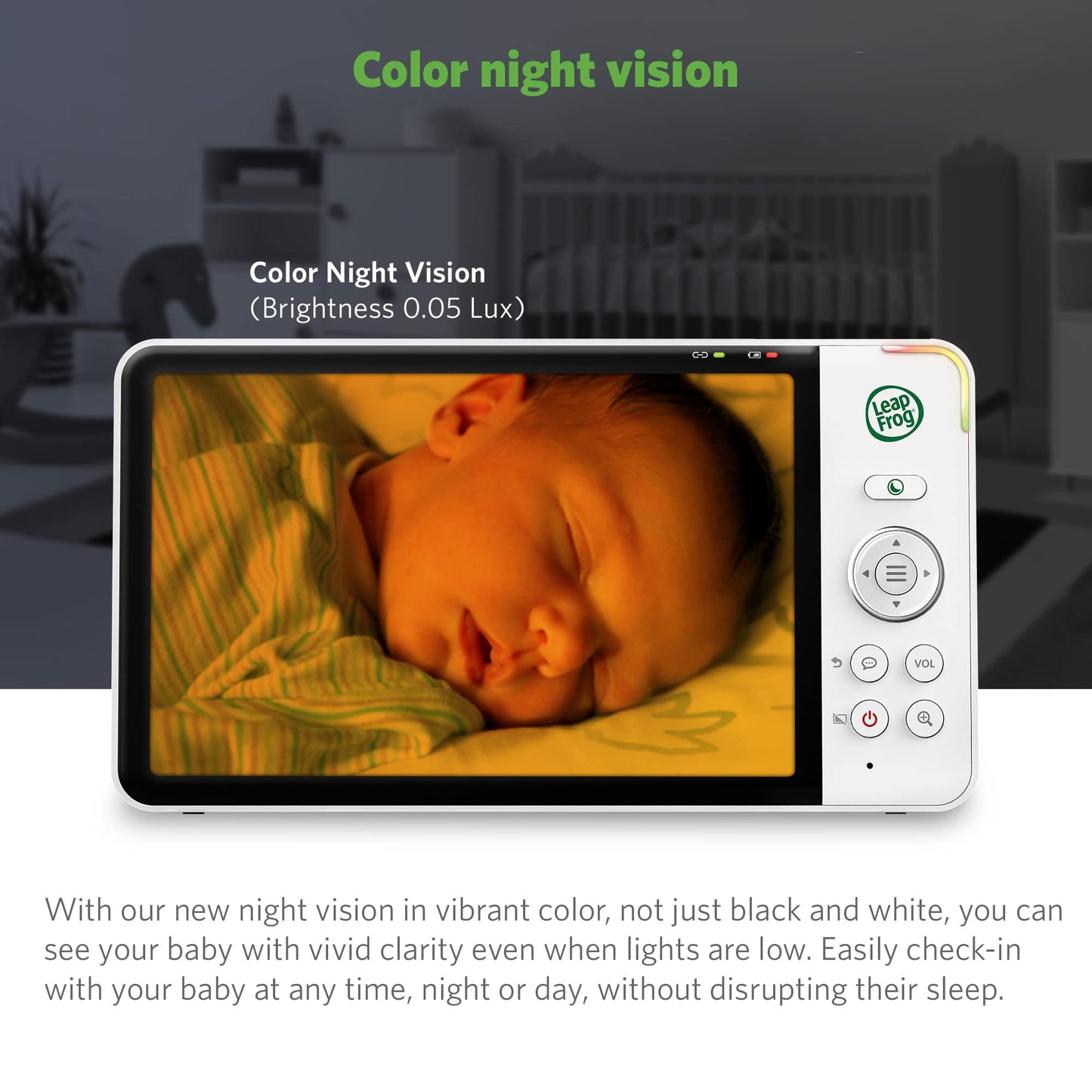 LeapFrog LF930HD Baby Monitor, 7” 720p HD Display,Video Baby Monitor with Camera and Audio, 1080p Smart Remote Access,360° Pan & Tilt,Color Night Light &Vision, Two-Way Intercom