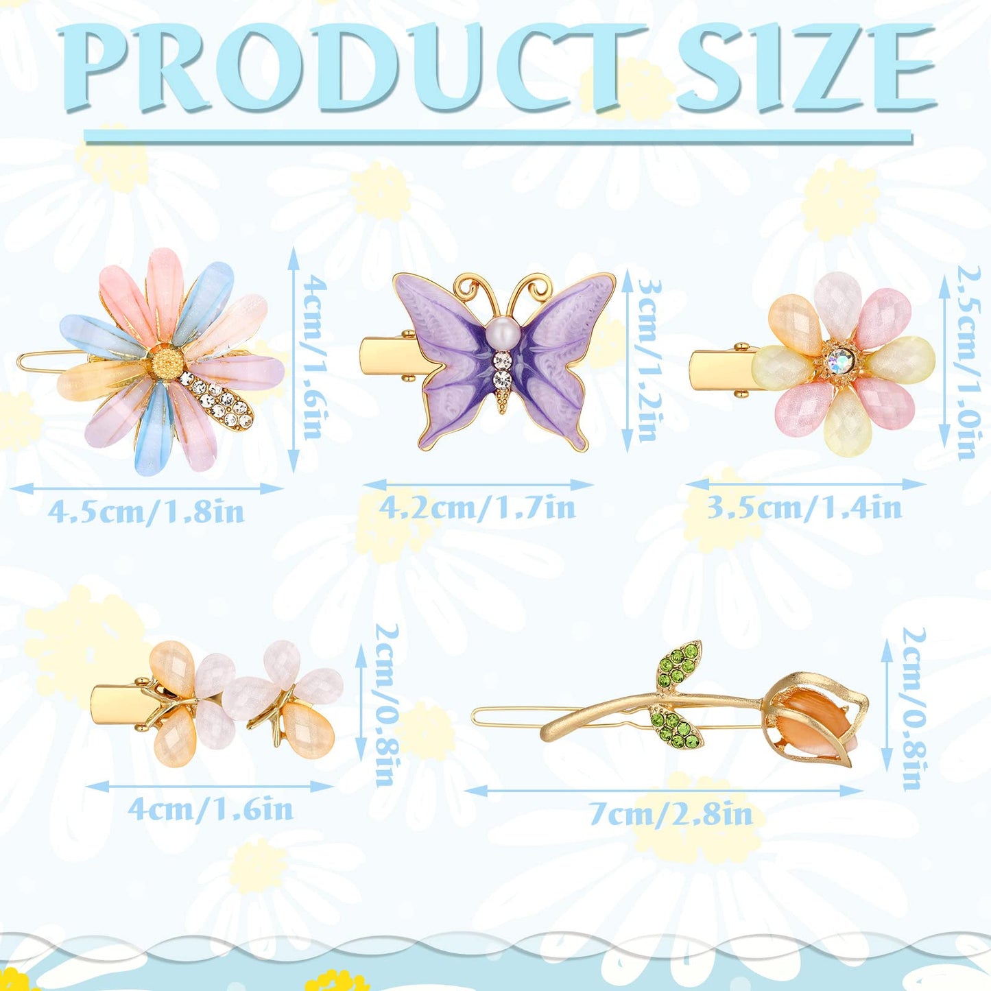 10 Pcs Decorative Hair Clips for Women Rhinestone Bobby Pins Butterfly Flower Hair Clip Handmade Metal Barrettes Glitter Crystal Hairpin Jewelry Accessory for Wedding(Fresh Style)