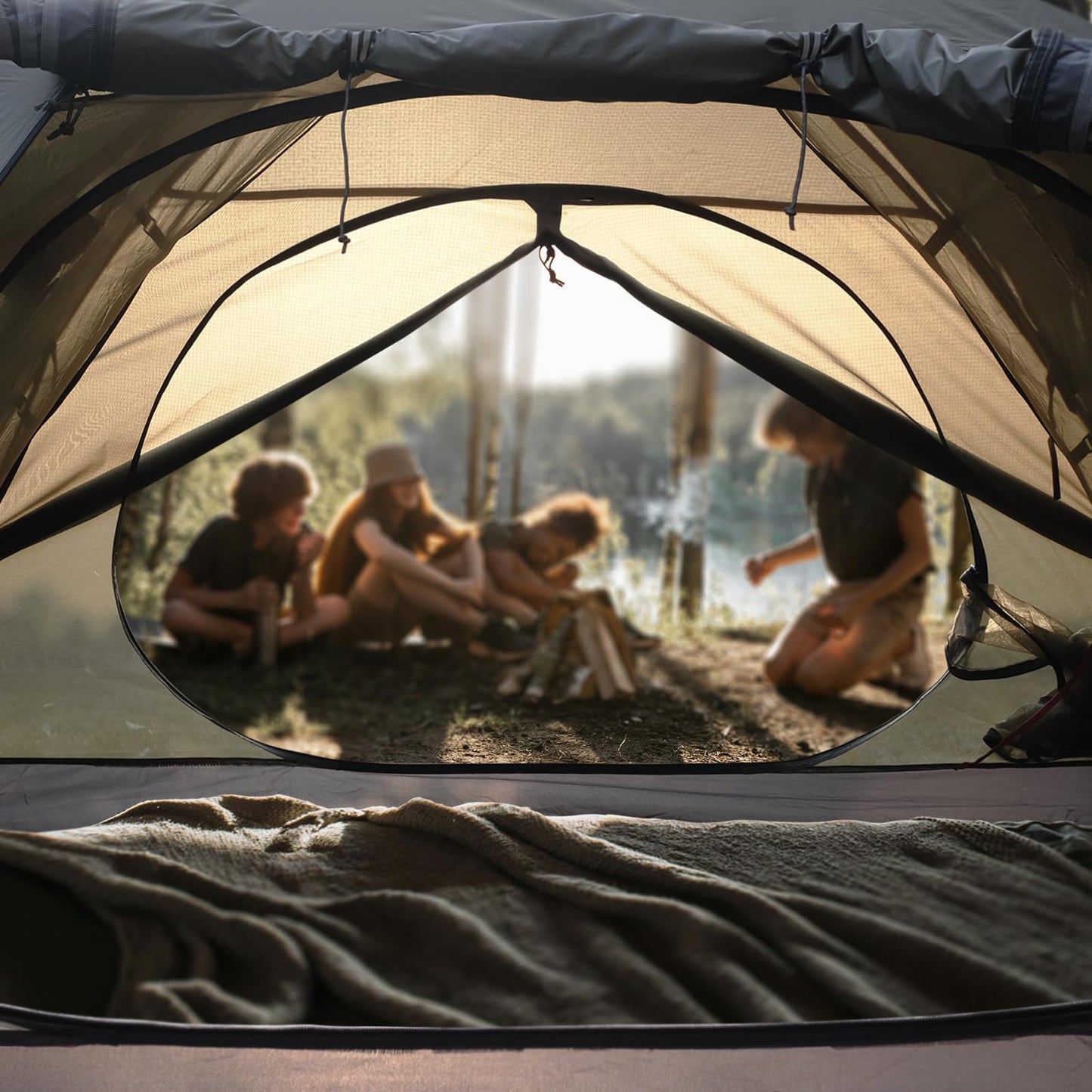 Backpacking Tent for Camping 2/3/4 Person Hiking Ultralight Tent for Waterproof Windproof Outdoor Two Doors Tents Easy Quick Setup Lightweight Tent Instant Tent (Green, 2 Person)