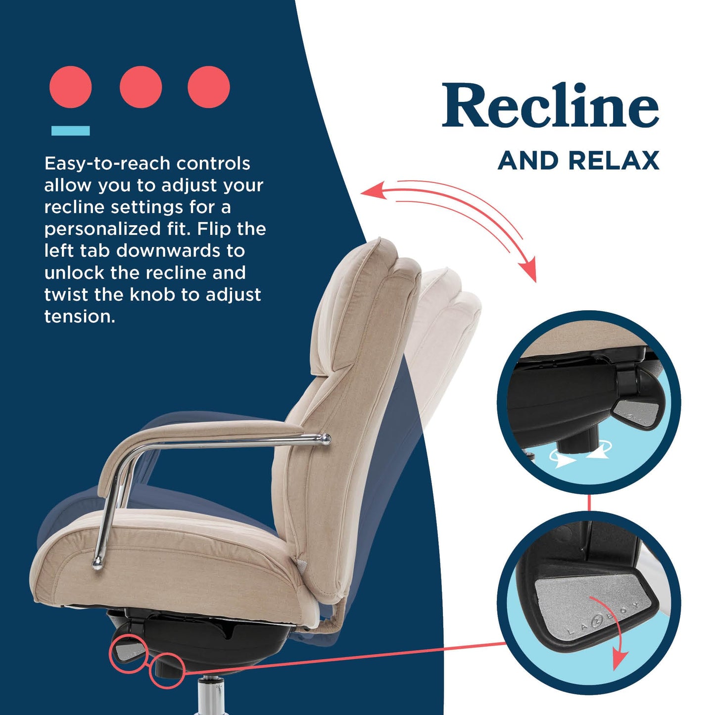 La-Z-Boy Sutherland Ergonomic Bonded Leather Swivel Computer and Desk Chair, Ivory (CHR10048C)