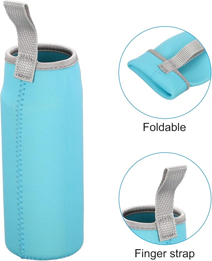 PATIKIL 65mmx180mm Water Bottle Sleeve, 4 Pack Neoprene Insulated Bottle Bag Holder Carrier Pouch with Finger Strap, Light Blue
