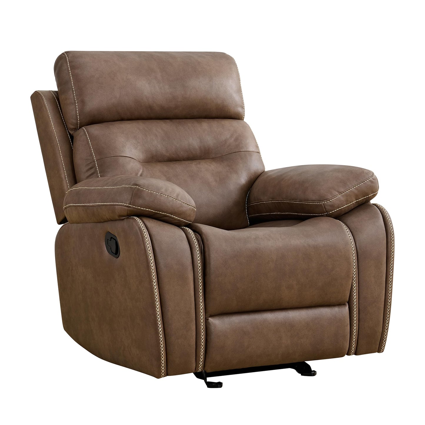 KISLOT Leather Recliner Chair Manual Sofa Rocker for Adults with Overstuffed Arm for Living Room Bedroom Home Theater Seating
