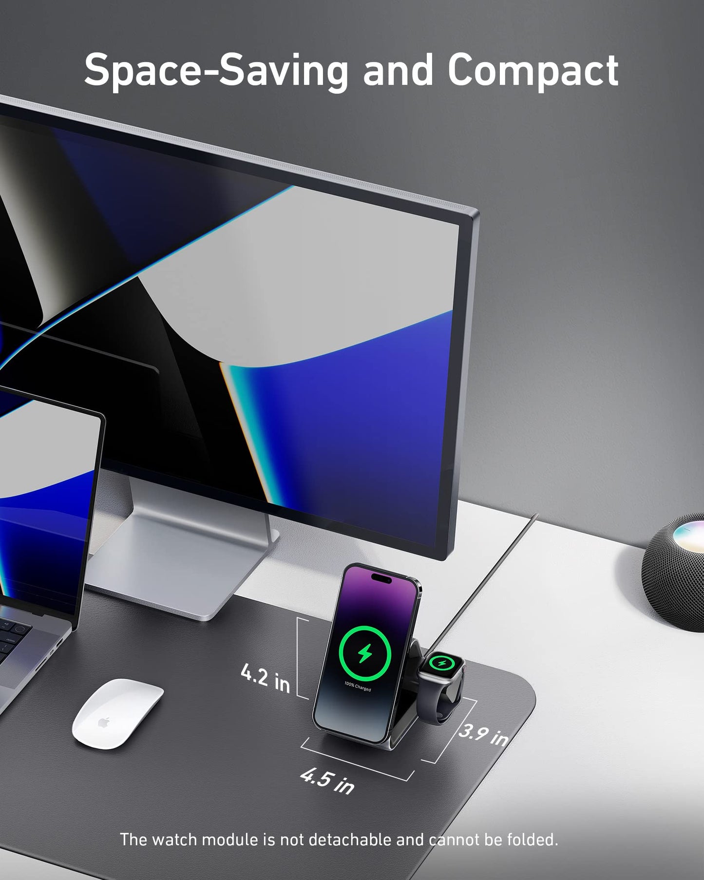 Anker MagSafe Charger Stand, 737 MagGo Charger, 3-in-1 Charging Stand with MFi-Certified 15W Max Fast Charging, iPhone 15/14/13/12 Series, Apple Watch S8/7/6, AirPods, 30W USB-C Adapter Included