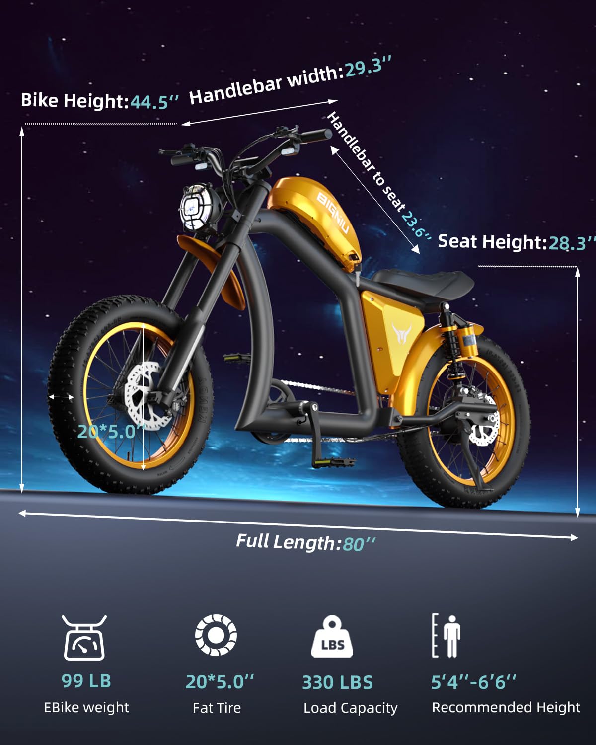 BIGNIU BG-X Electric Bike for Adults,1500W Brushless Motor 48V/31.5Ah Up to 40 Miles E-Bike Front/Rear Turn Signal Dual Suspension Ebikes with Windshield (Gold)