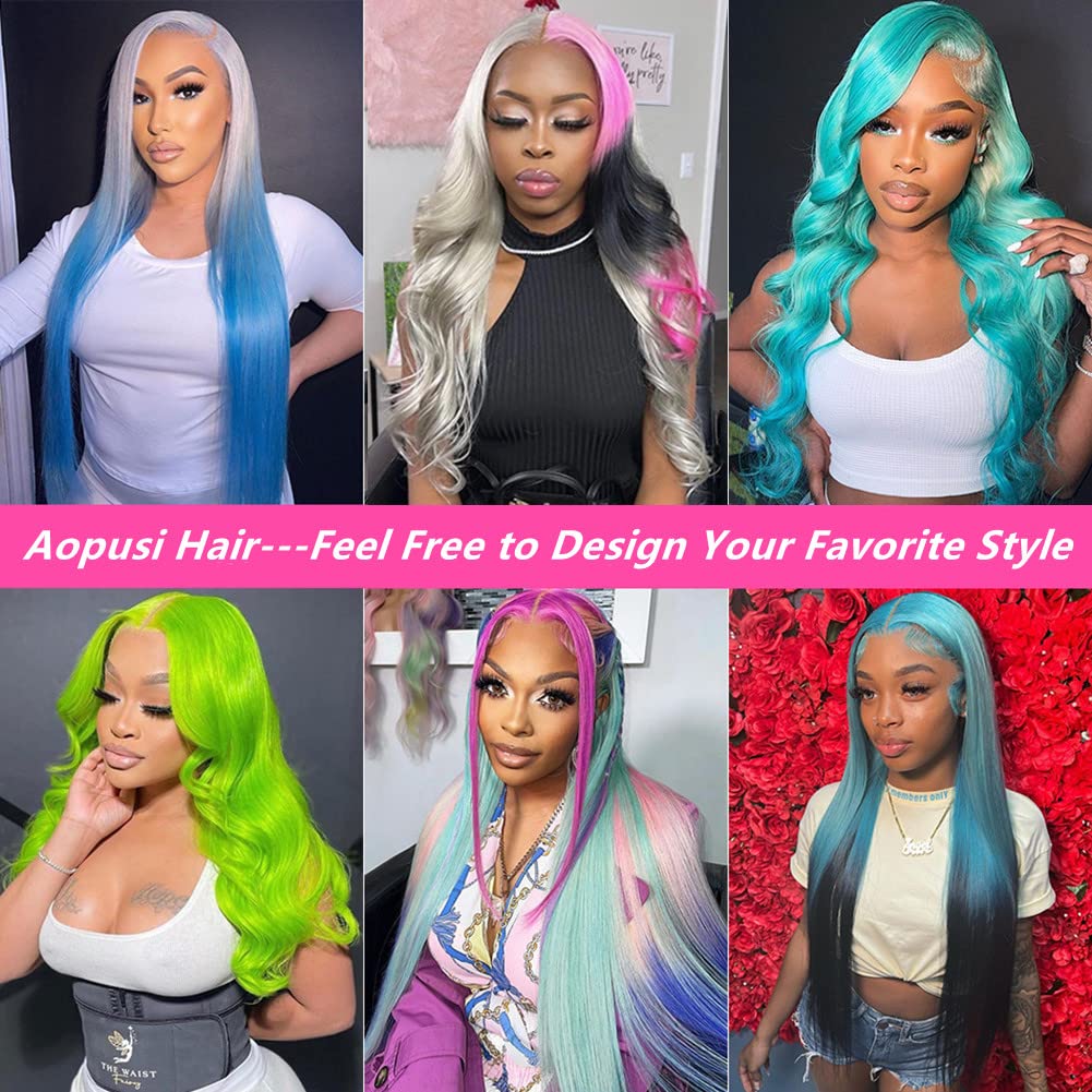 Aopusi 613 Blonde Human Hair 3 Bundles with Frontal Brazilian Body Wave Bundles with 13×4 Free Part Frontal 100% Virgin Human Hair Weave with Swiss Lace Frontal Closure(10 12 14+10)