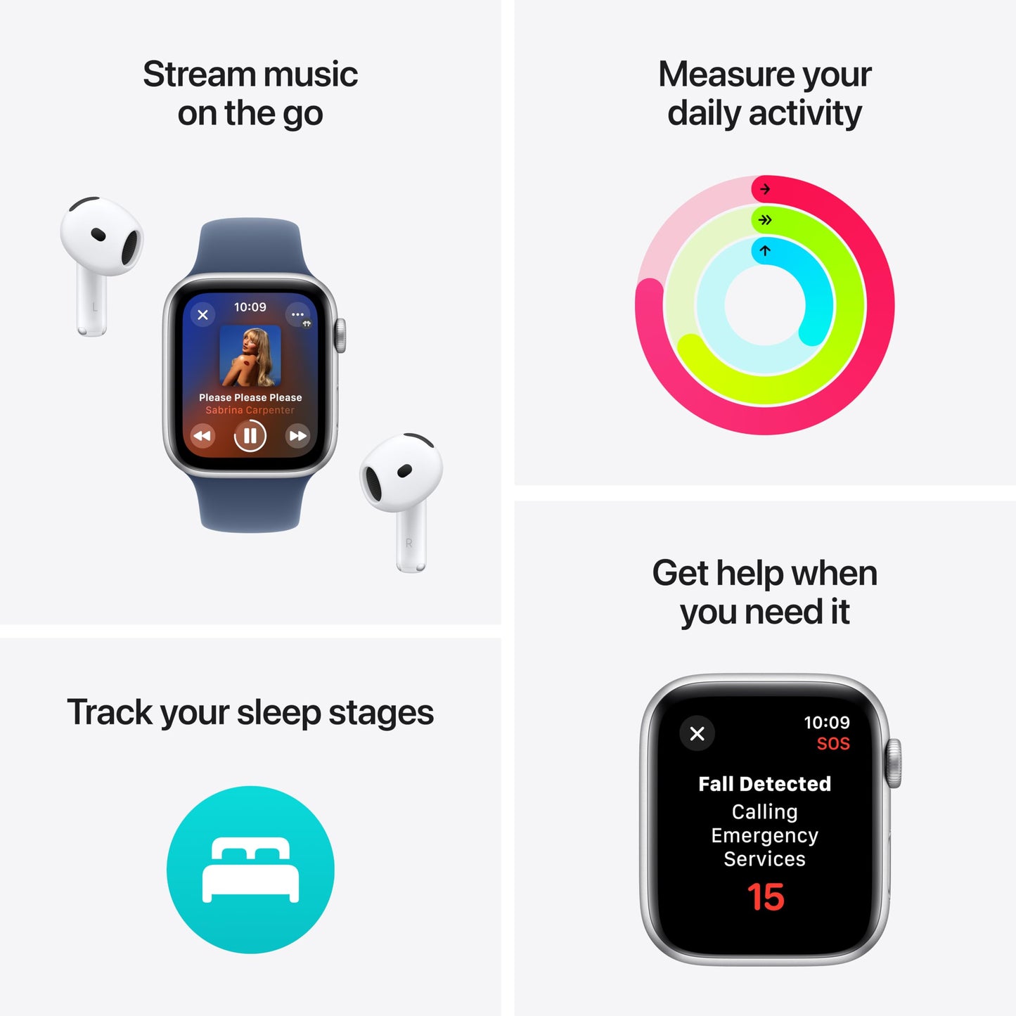 Apple Watch SE (2nd Gen) [GPS 44mm] Smartwatch with Silver Aluminum Case with Winter Blue Sport Loop. Fitness & Sleep Tracker, Crash Detection, Heart Rate Monitor, Carbon Neutral