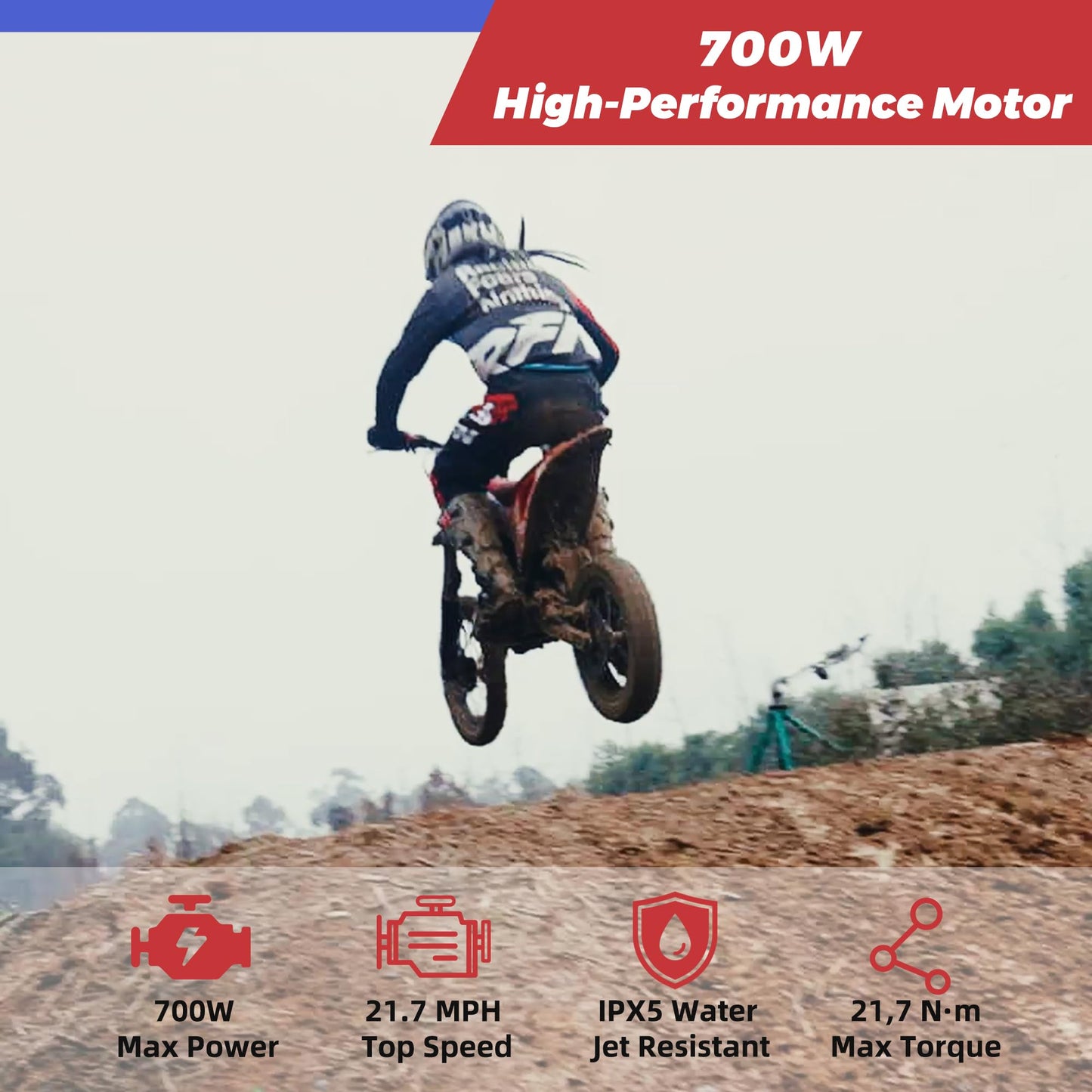 RFN SX-E500 36V Electric-Dirt-Bike, MAX 700W Electric Motorcycle 21.7 mph Max Speed & 15.5 Mile Range, 3-Speed Electric Bike for Kids Ages 4-8