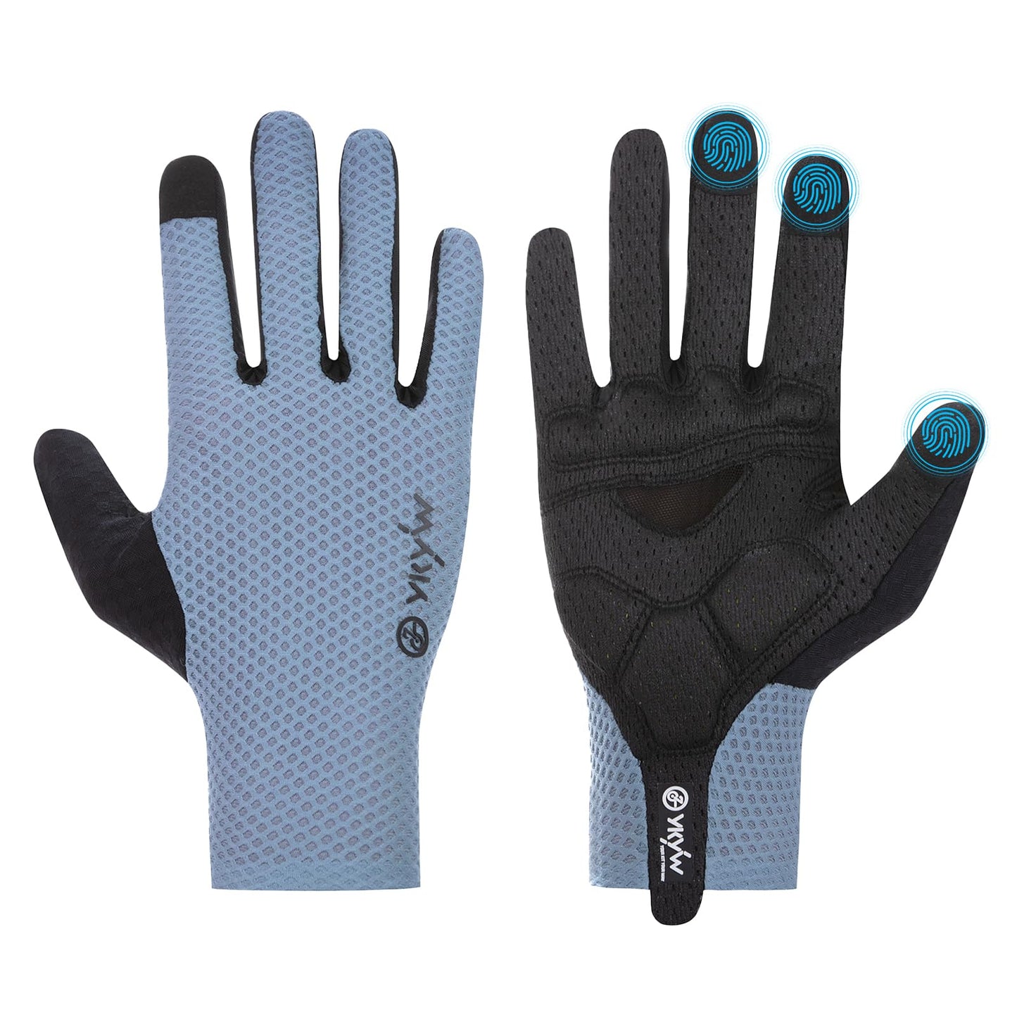 YKYWBIKE Cycling Gloves-Touch Screen Biker Gloves,Full Finger Mountain Bike Gloves,Lightweight Padded Biking Gloves,Breathable Sport Gloves,Shock-Absorbing MTB Bicycle Gloves for Men Women