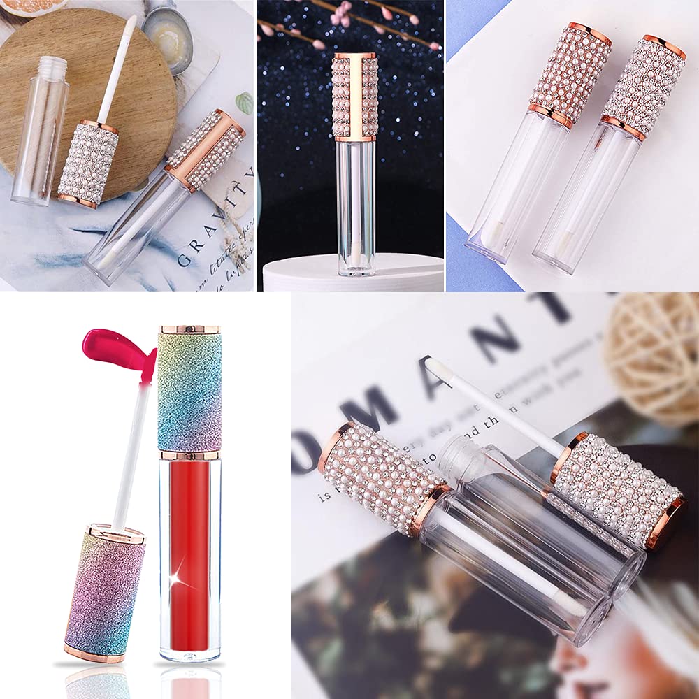 AMORIX 24 pcs Crystal Rhinestone Lip Gloss Tubes + 50 pcs Lip Gloss Tubes with Wand