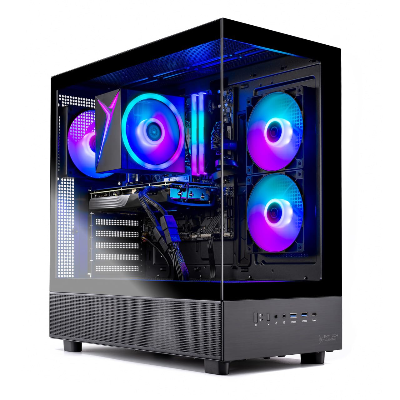 Skytech Gaming Azure 3 Desktop PC, Intel i5 14400F 2.5 GHz (4.7GHz), NVIDIA RTX 5060, 1TB NVMe SSD, 32GB DDR5 RAM 5200 RGB, 650W Gold PSU, Wi-Fi, Win 11