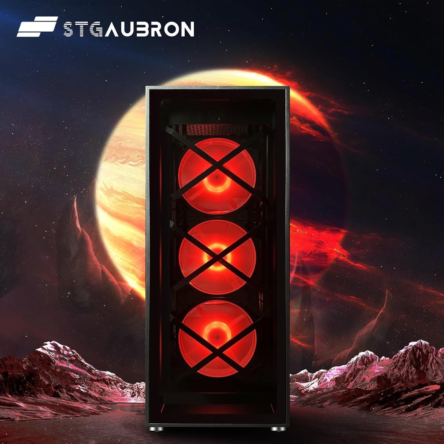 STGAubron Gaming PC Computer Desktop, Intel Core i7-6700 up to 4.0G, Radeon RX 5700 XT 8G, 16G DDR4, 1T SSD, WiFi, BT 5.0, RGB Fan x6, RGB BT Sound Bar, Windows 10 Home