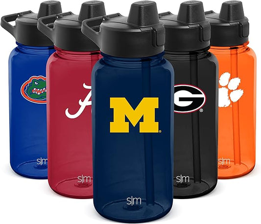 Simple Modern Officially Licensed Collegiate University Tritan Plastic BPA-Free Water Bottle with Push-Button Silicone Straw Lid | Summit Collection | 32oz