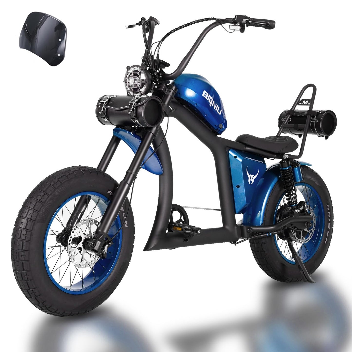 BIGNIU Adult Electric Bike, E Bike with 1500W Brushless Motor 52V/27Ah Range Up to 38 Miles Electric Bikes Front/Rear Turn Signals Dual Suspension Electric Bike Ebike BG-X PRO (Blue)