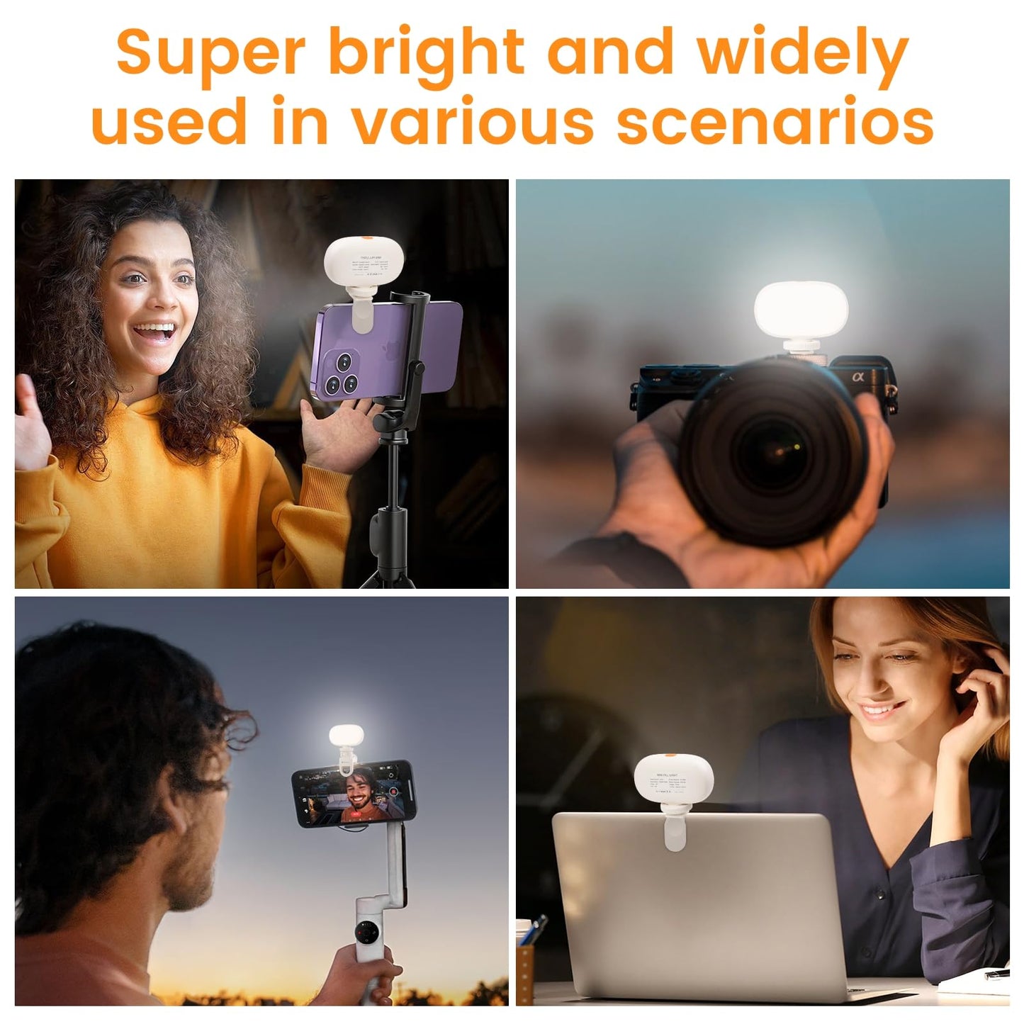aLLreLi Phone Light Clip, Rechargeable Selfie Light with 600mAh Battery, Adjustable 3-Mode Light Temperature, Portable Clip-On Ring Light for Selfies, Videos, and Makeup