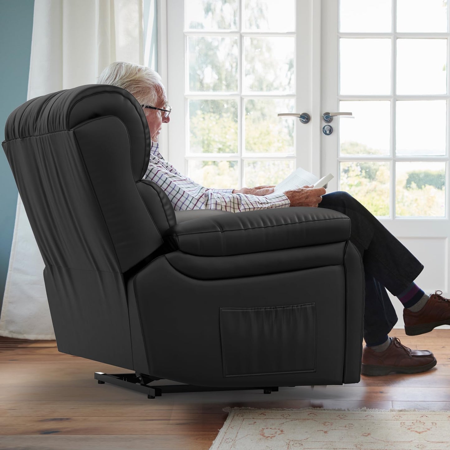 YONISEE Oversized Lift Chairs Recliner for Elderly with Massage and Heat, Overstuffed Wide Recliners, Recliner Chairs for Adults, Heavy Duty and Safety Motion with 2 Concealed Cup Holders, USB Ports