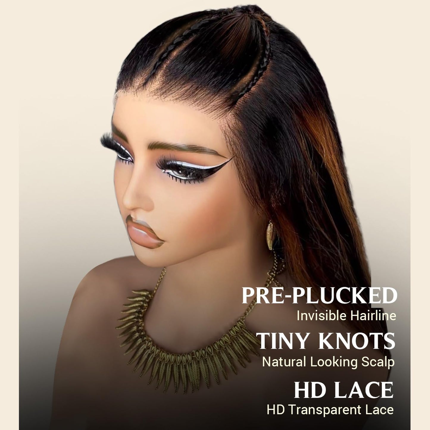 AMIRTY Ombre Lace Front Wig Human Hair 200% Density Glueless Braided Wigs Human Hair for Women 9x6 HD Bleached Knots Highlight Straight Lace Front Wigs Human Hair 20 Inch