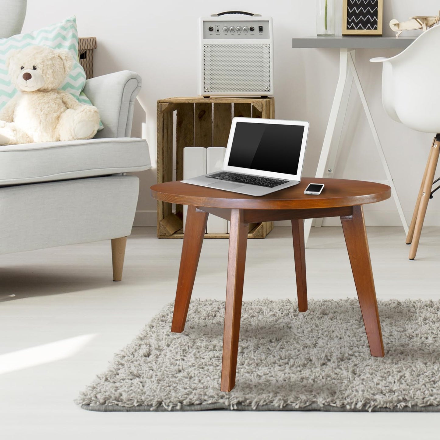 American Trails Genuine 100% Hardwood Round Coffee Table - Hand-Wiped Sweet Oak