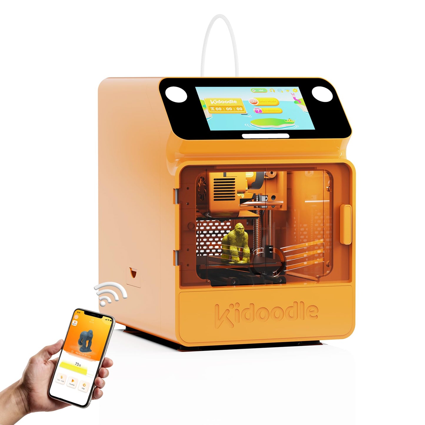 Kidoodle Mini 3D Printer for Kids & Beginners, 600mm/s High Speed Printing, Auto-Leveling/Child-Safe Design/5" Touch Screen, Pre-Assembled with Wi-Fi/App Control, Easy Setup for Home/School