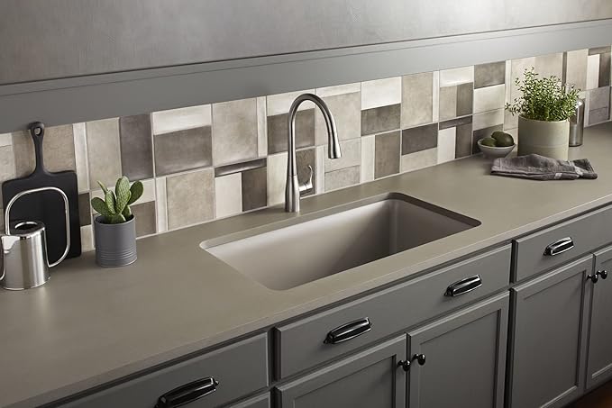 KOHLER K-8206-CM3 Cairn Sink, 33 in, Matte Taupe