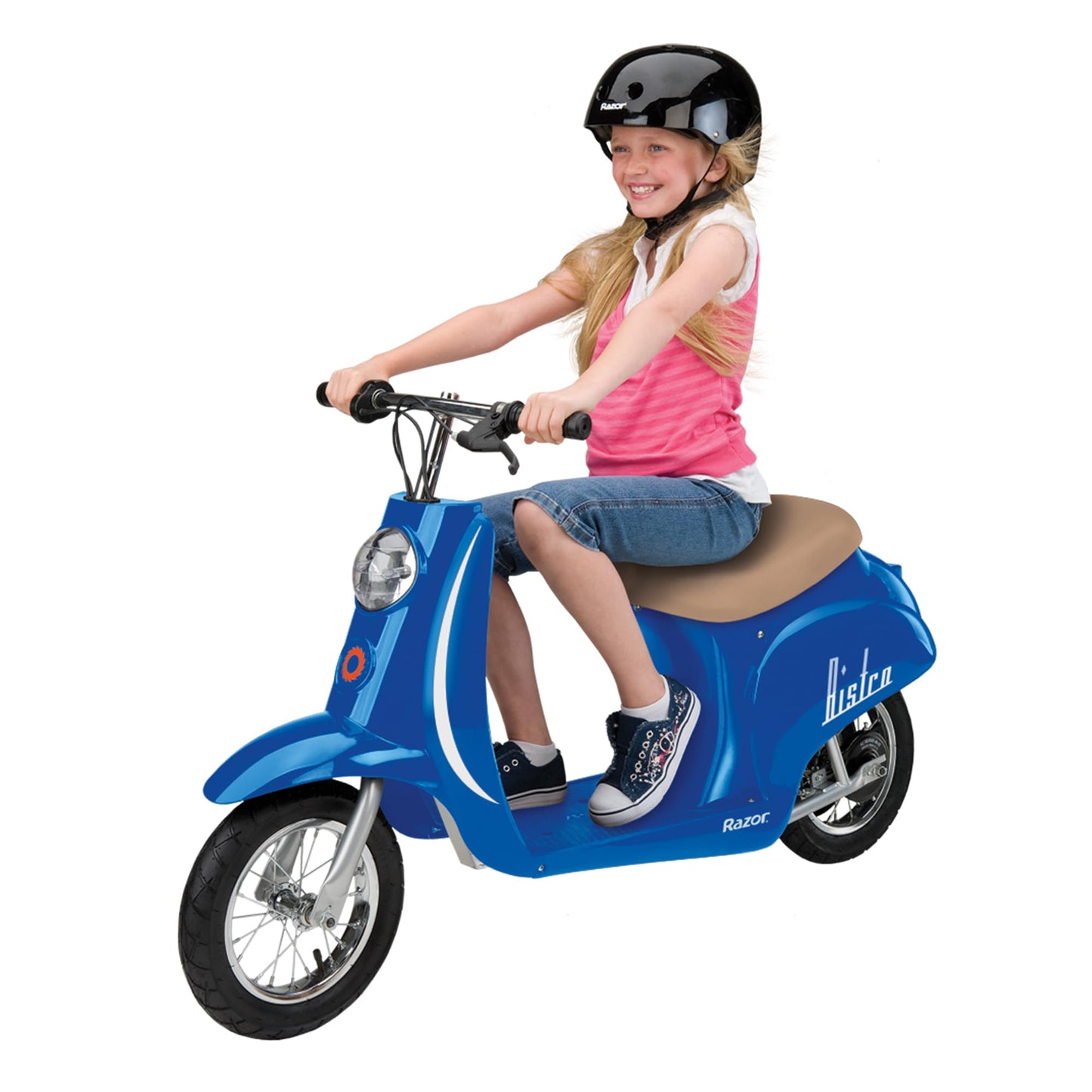 Razor Pocket Mod Miniature Euro 24V Electric Kids Ride on Retro Moped Scooter, Speeds Up to 15 Mph and 10 Mile Range, Ages 13+, Blue