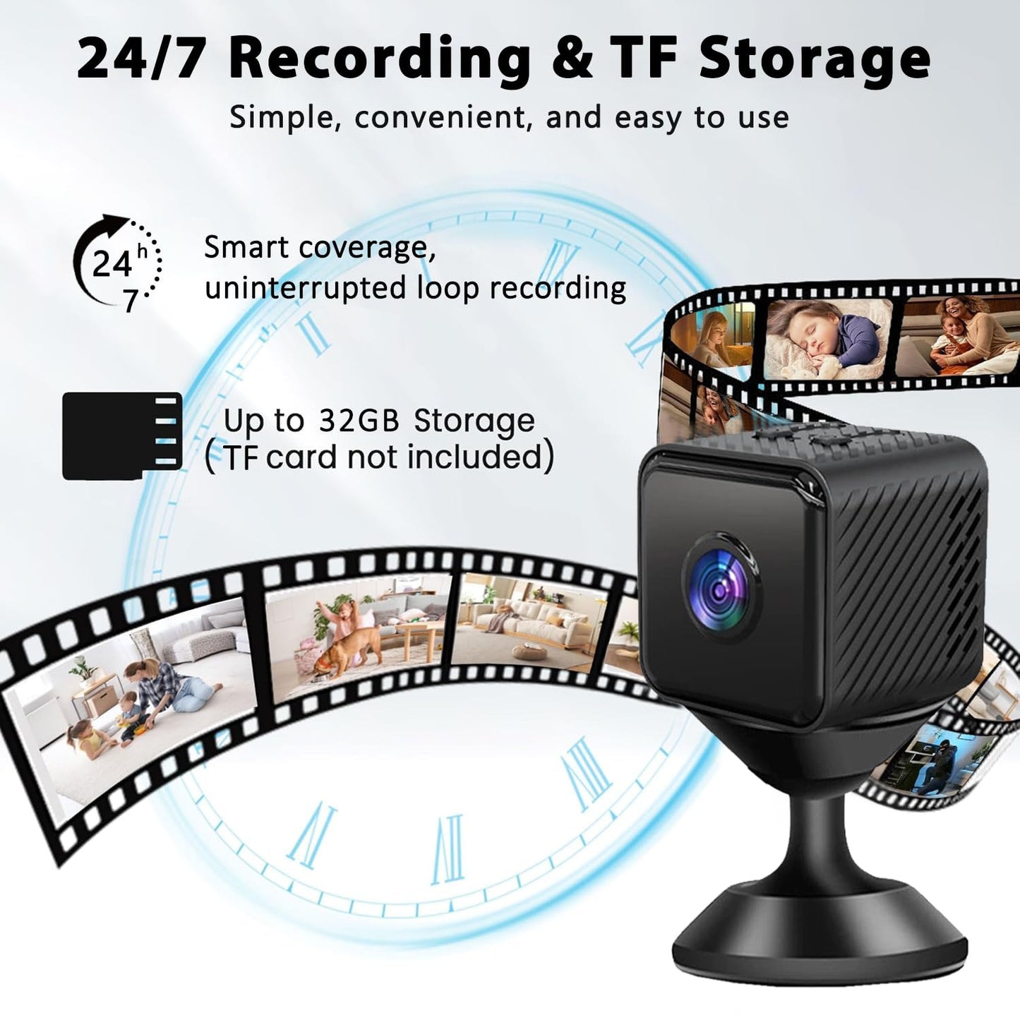 BAGMARVELL Hidden Camera,2K WiFi Indoor Spy Camera,SD Storage,Long Battery Life, Clear Niaht Vision, Al Motion Detection, Real-Time Record Security Wireless