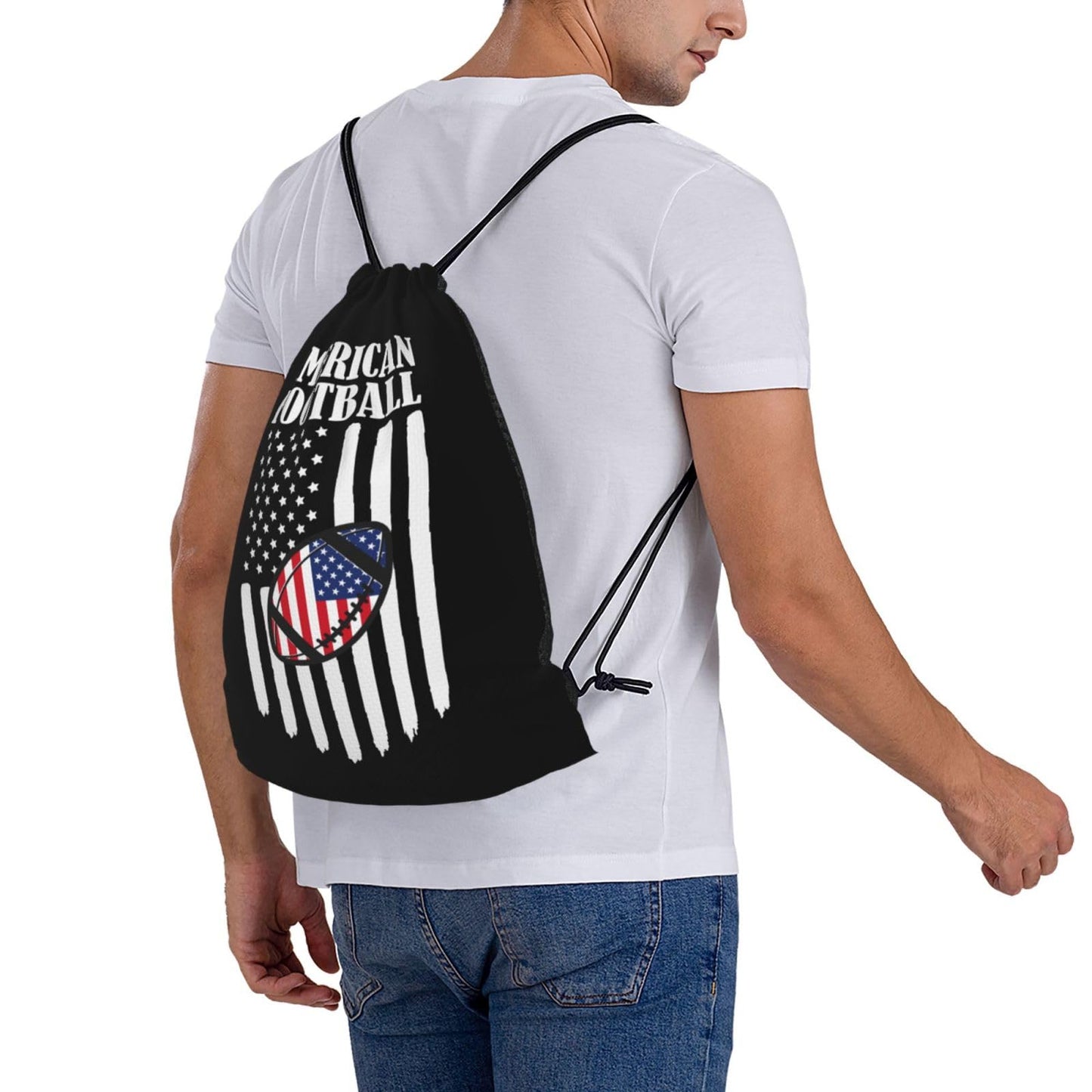 AIMASTZ American Football Unisex Drawstring Backpack Bag Sport Gym Swim Travel Sackpack