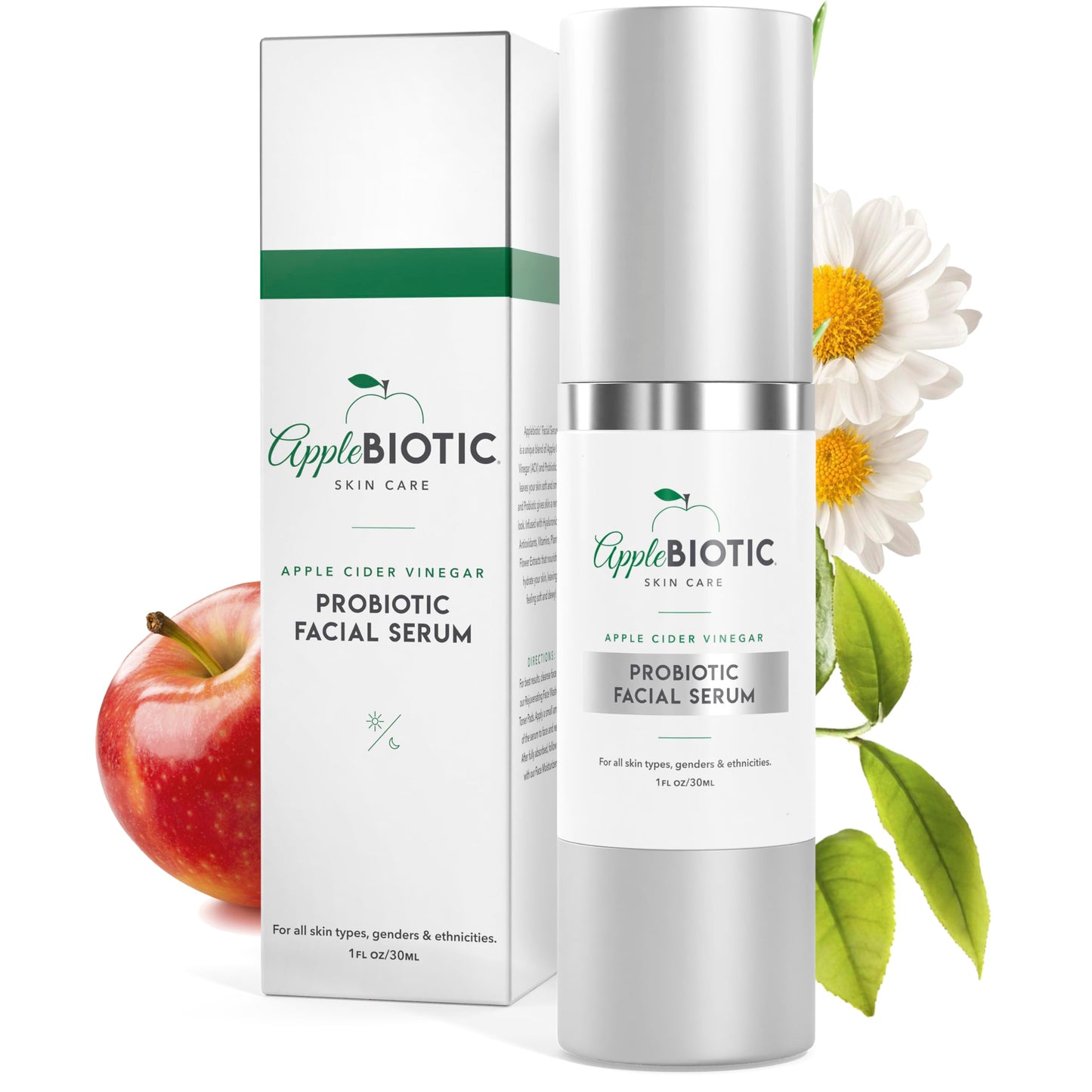 AppleBiotic Skincare Bundle - Face Wash, Toner Pads, Face Serum, Eye Cream, Day Cream