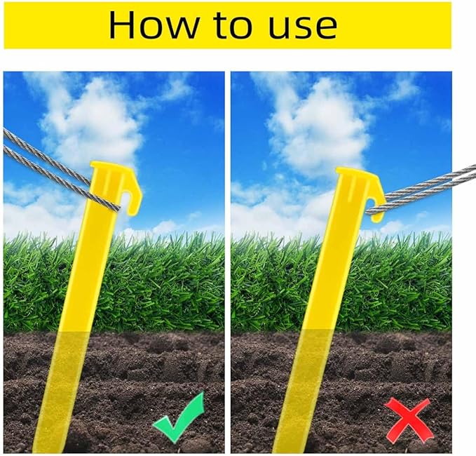 10 Pack Plastic Tent Stakes Heavy Duty Beach Tent Pegs Canopy Stakes for Camping Gardening Backpacking Tent Pegs Spike Hook for Outdoor Garden Decorations Lawn Tarp Sand Stakes for Beach (Yellow)